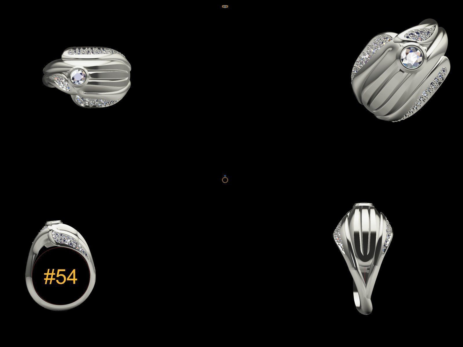 ALLAH gold ring with diamonds 3D print model_1