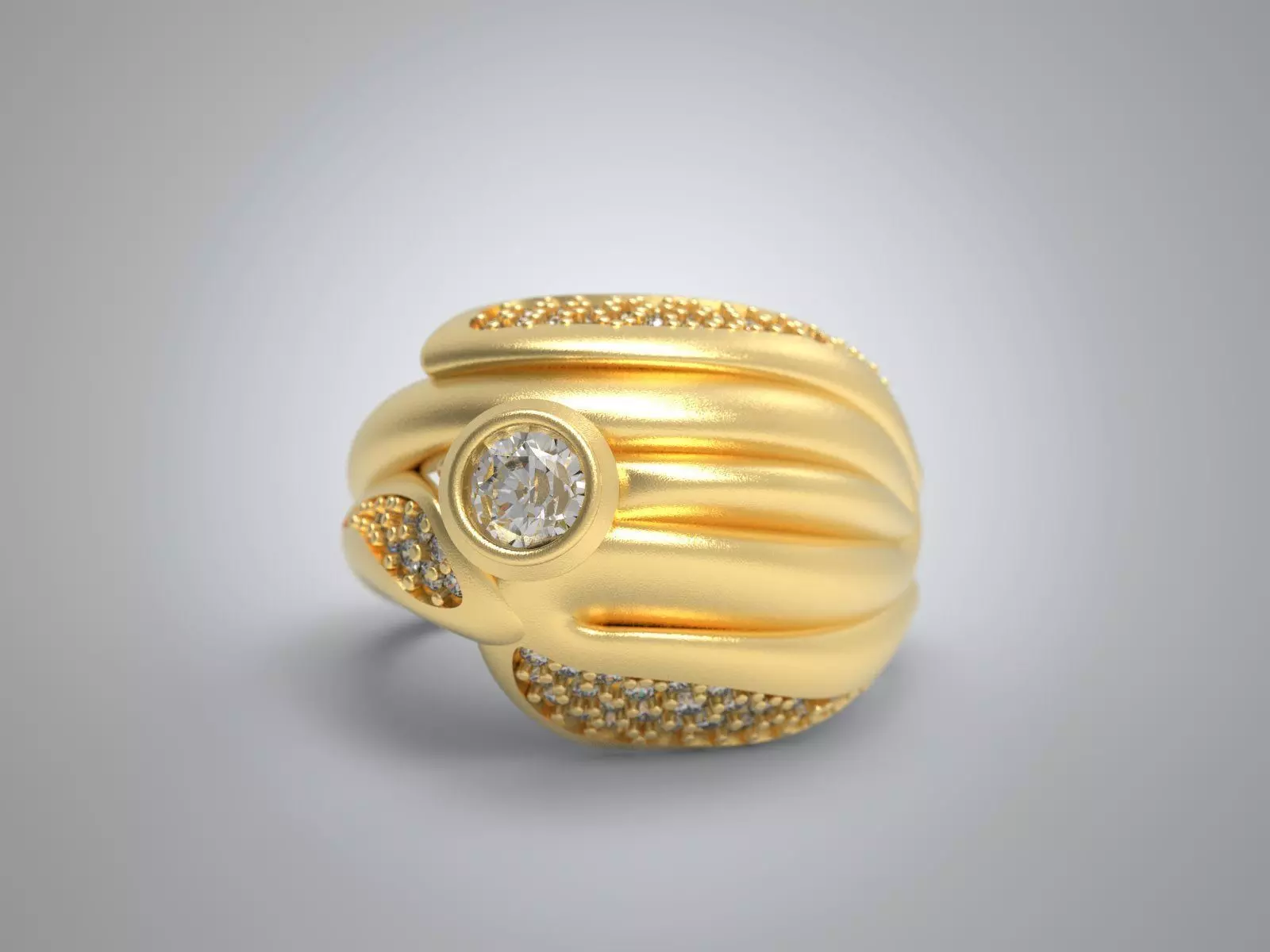 ALLAH gold ring with diamonds 3D print model_0