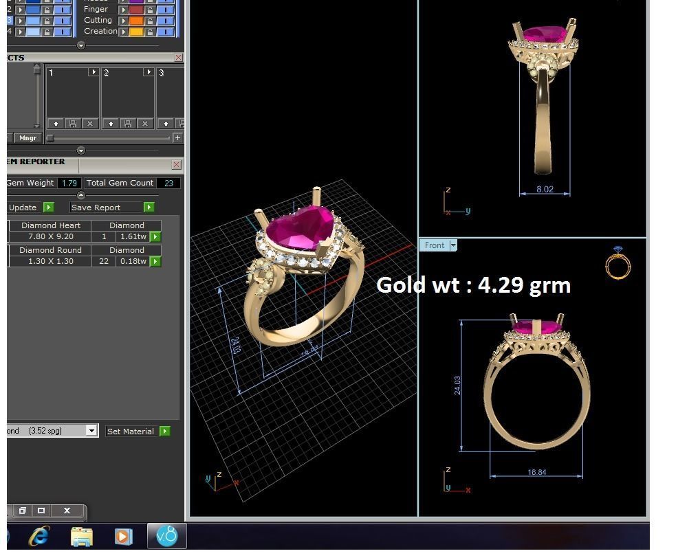 Solitaire Wedding Engagement Women Heart Rings 3D print model_12