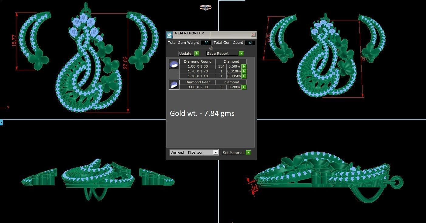 Pendant Earrings Combo 3D print model_1