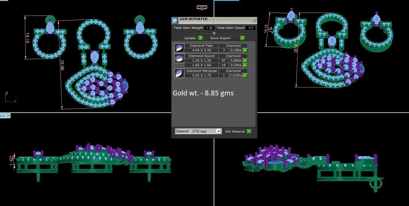 Pendant Earrings Combo 3D print model_1