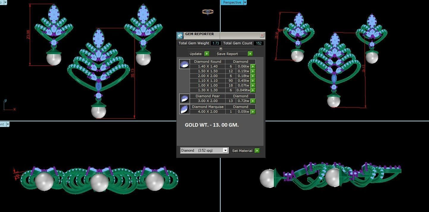 Pendant Earrings Combo 3D print model_1