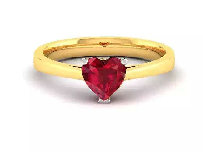 Solitaire Wedding Engagement Heart Stone  Ring 3D print model