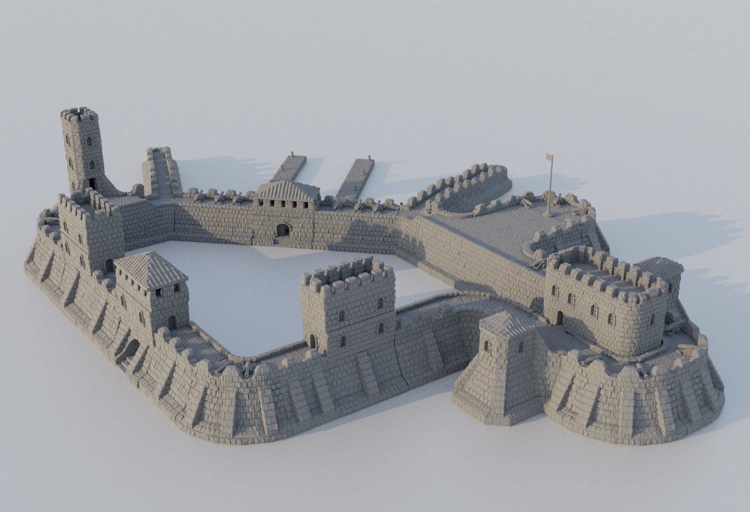 Fortified Colonial Port Tabletop Terrain 28 mm 3D print model_2