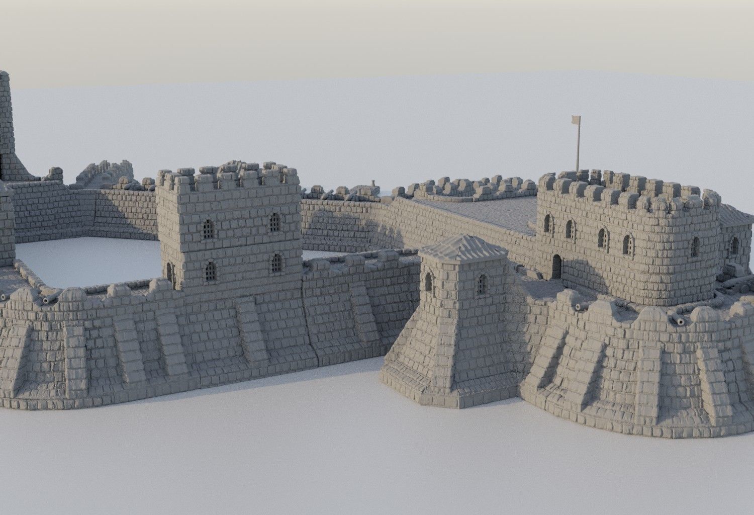 Fortified Colonial Port Tabletop Terrain 28 mm 3D print model_6