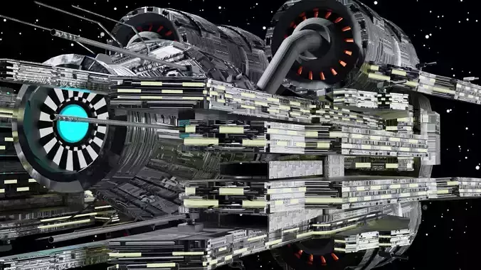 spaceship PBR lowpoly gameready starship in space