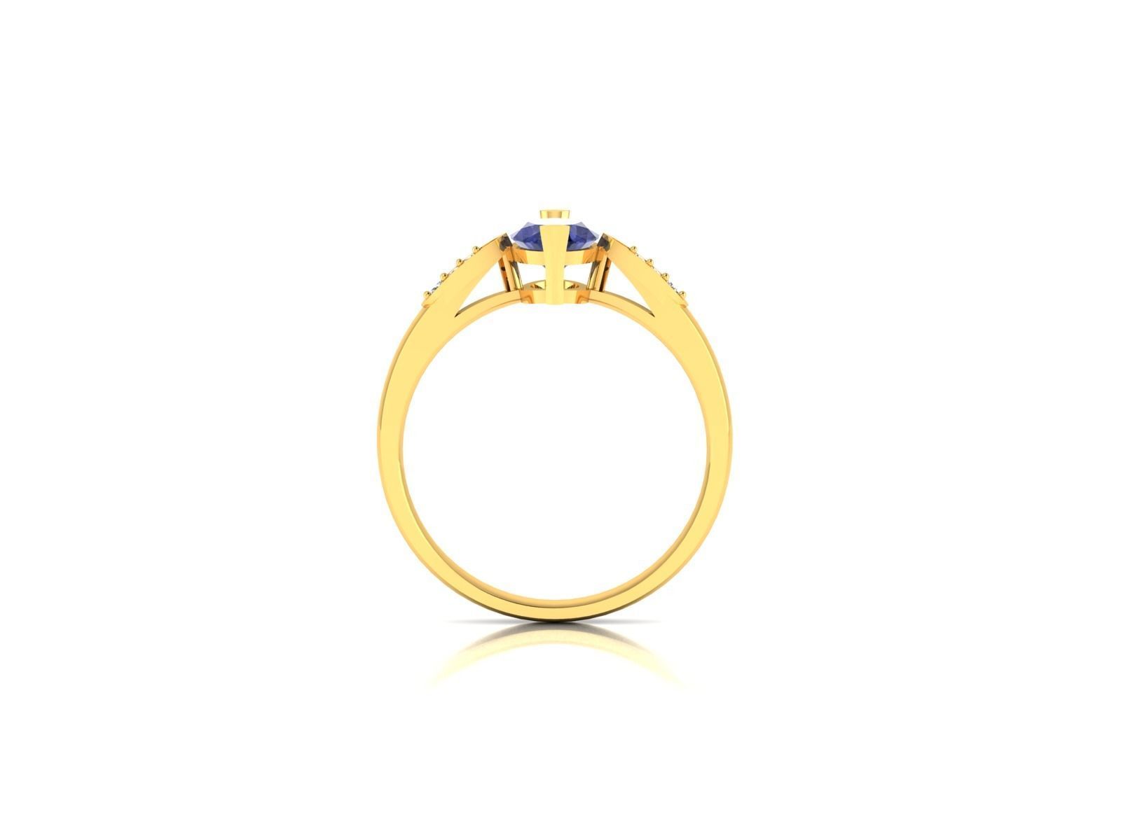 Solitaire Wedding Engagement Oval Stone Ring 3D print model_3