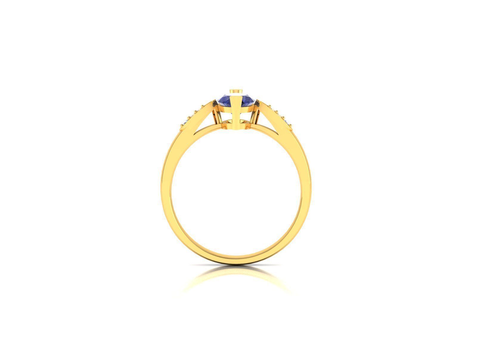 Solitaire Wedding Engagement Oval Stone Ring 3D print model_2