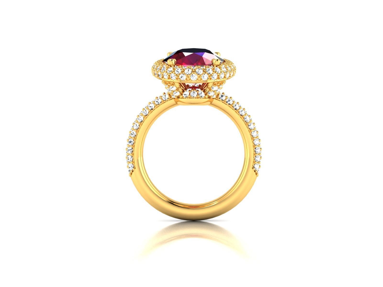 Solitaire Wedding Engagement Oval Stone Ring 3D print model_3