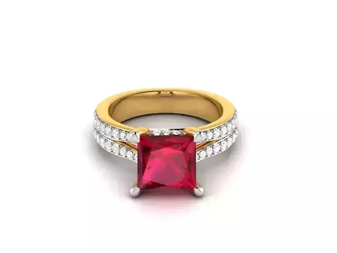 Solitaire Wedding Engagement Princess Ring 3D print model