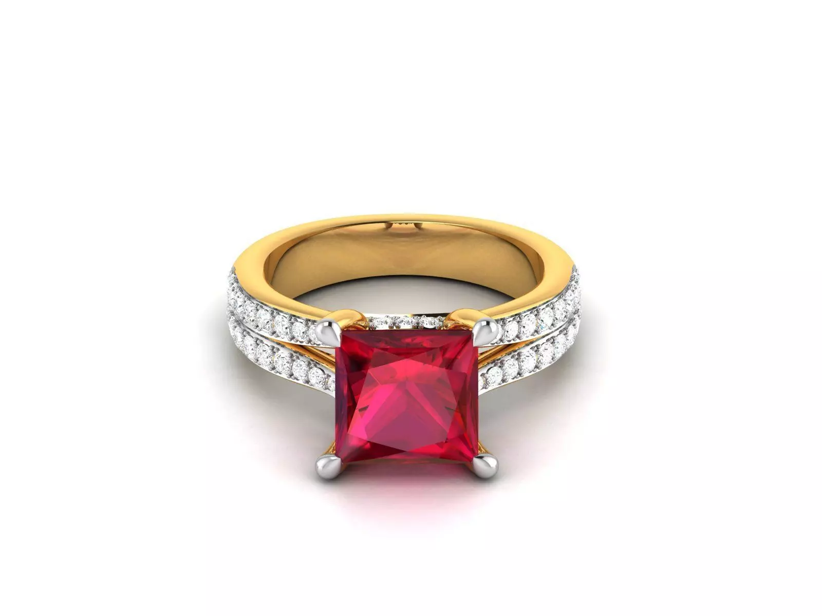 Solitaire Wedding Engagement Princess Ring 3D print model_0