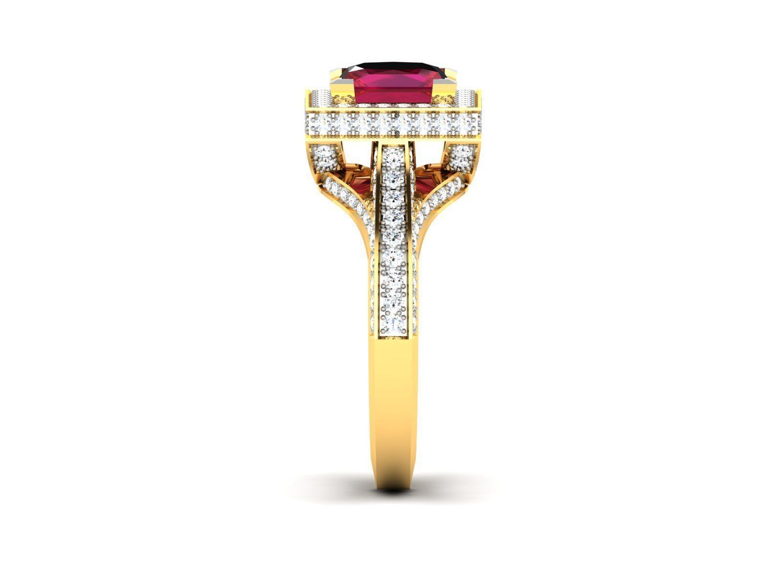 Solitaire Wedding Engagement Princess Ring 3D print model_5