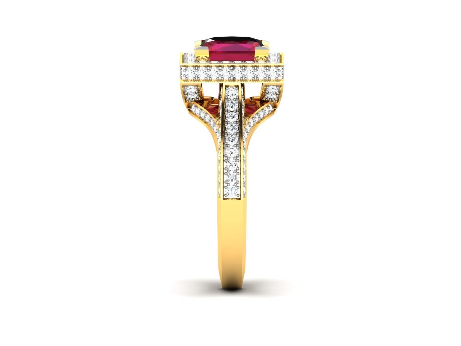 Solitaire Wedding Engagement Princess Ring 3D print model_6