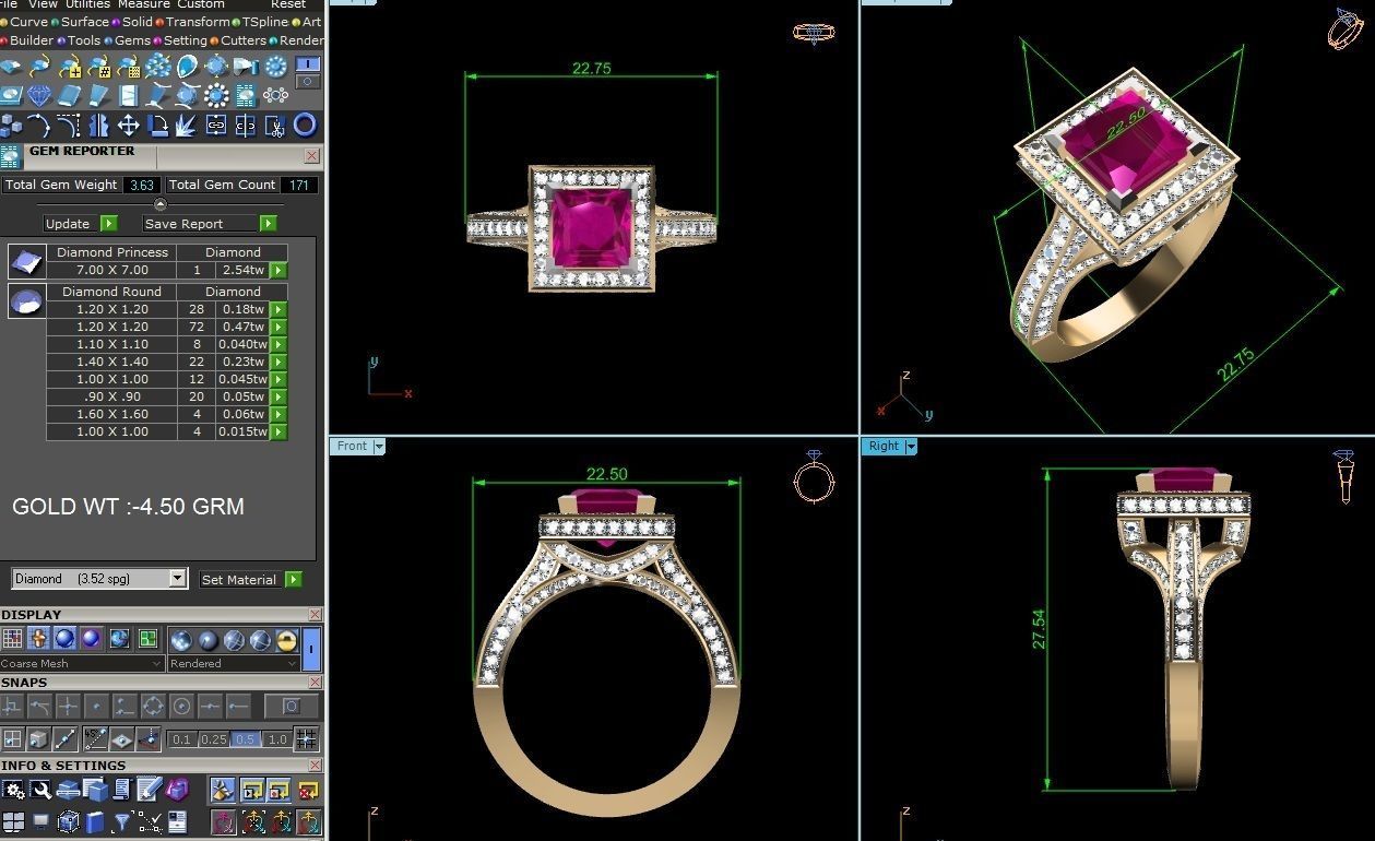 Solitaire Wedding Engagement Princess Ring 3D print model_8