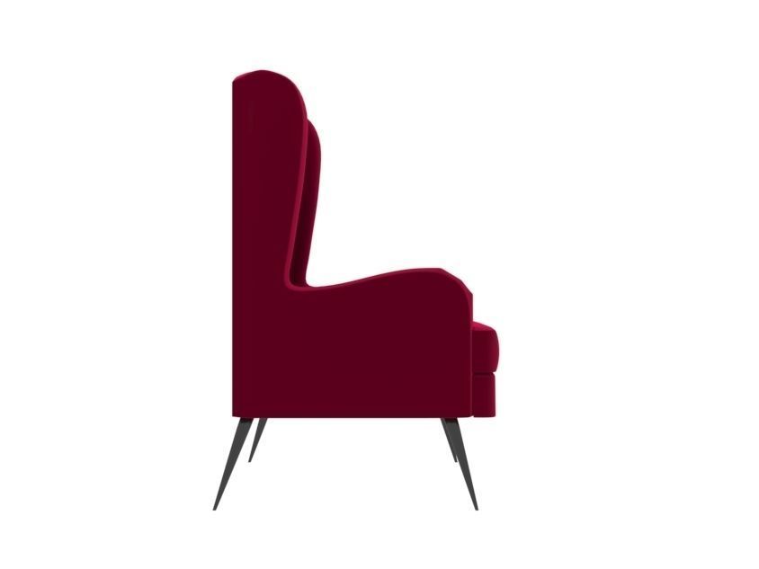 armchair wing chair velvet with legs 3D model_4