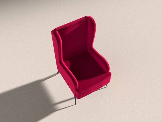 armchair wing chair velvet with legs 3D model_5