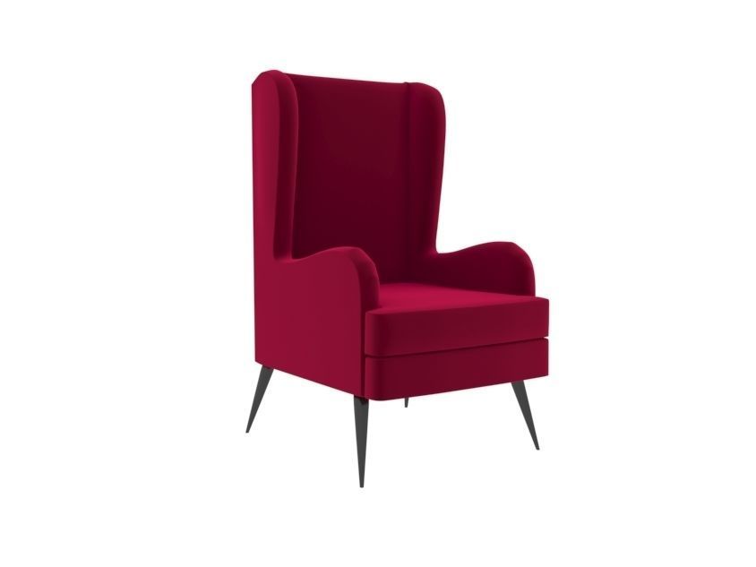 armchair wing chair velvet with legs 3D model_1