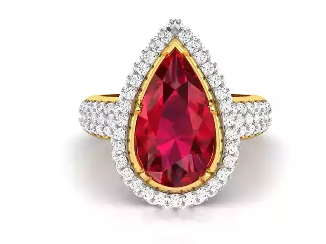 Solitaire Wedding Engagement Pear Ring 3D print model