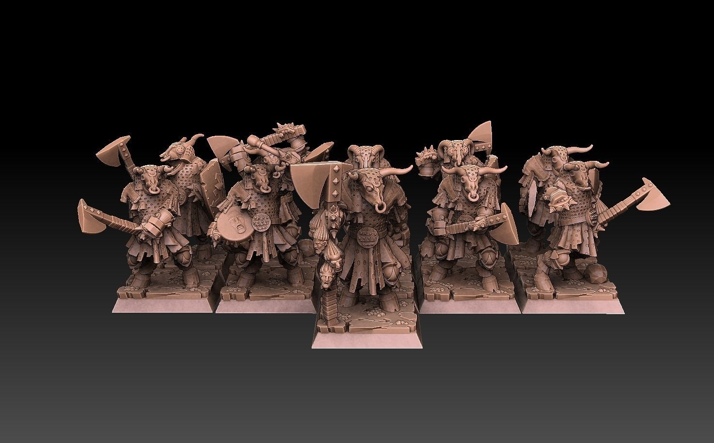 Undead Beastmen Chain Mail Axemen 3D print model_12