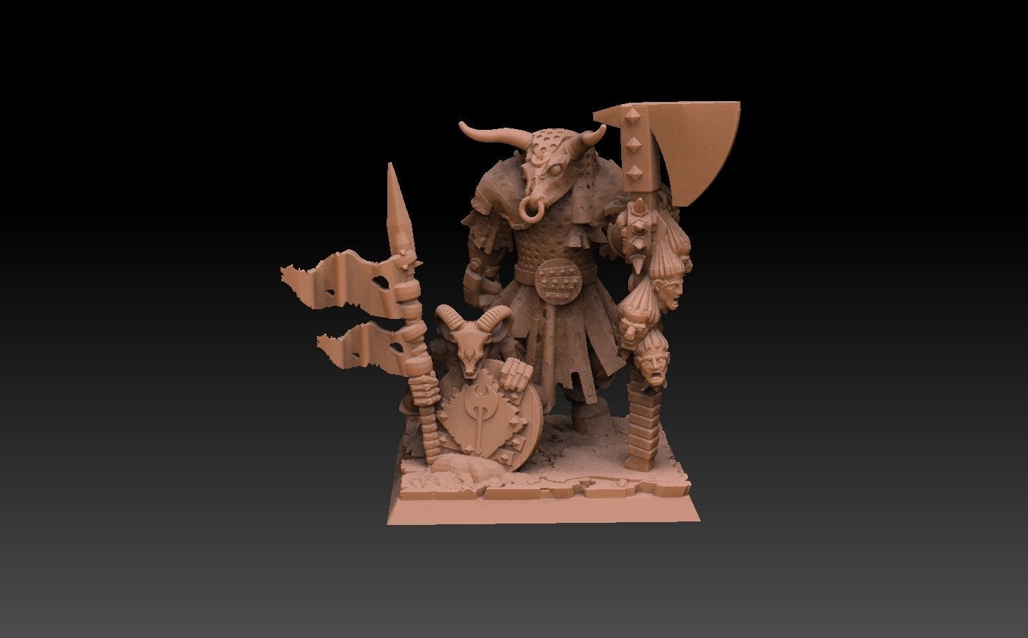 Undead Beastmen Chain Mail Axemen 3D print model_11