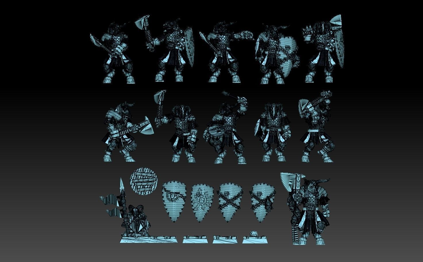 Undead Beastmen Chain Mail Axemen 3D print model_14
