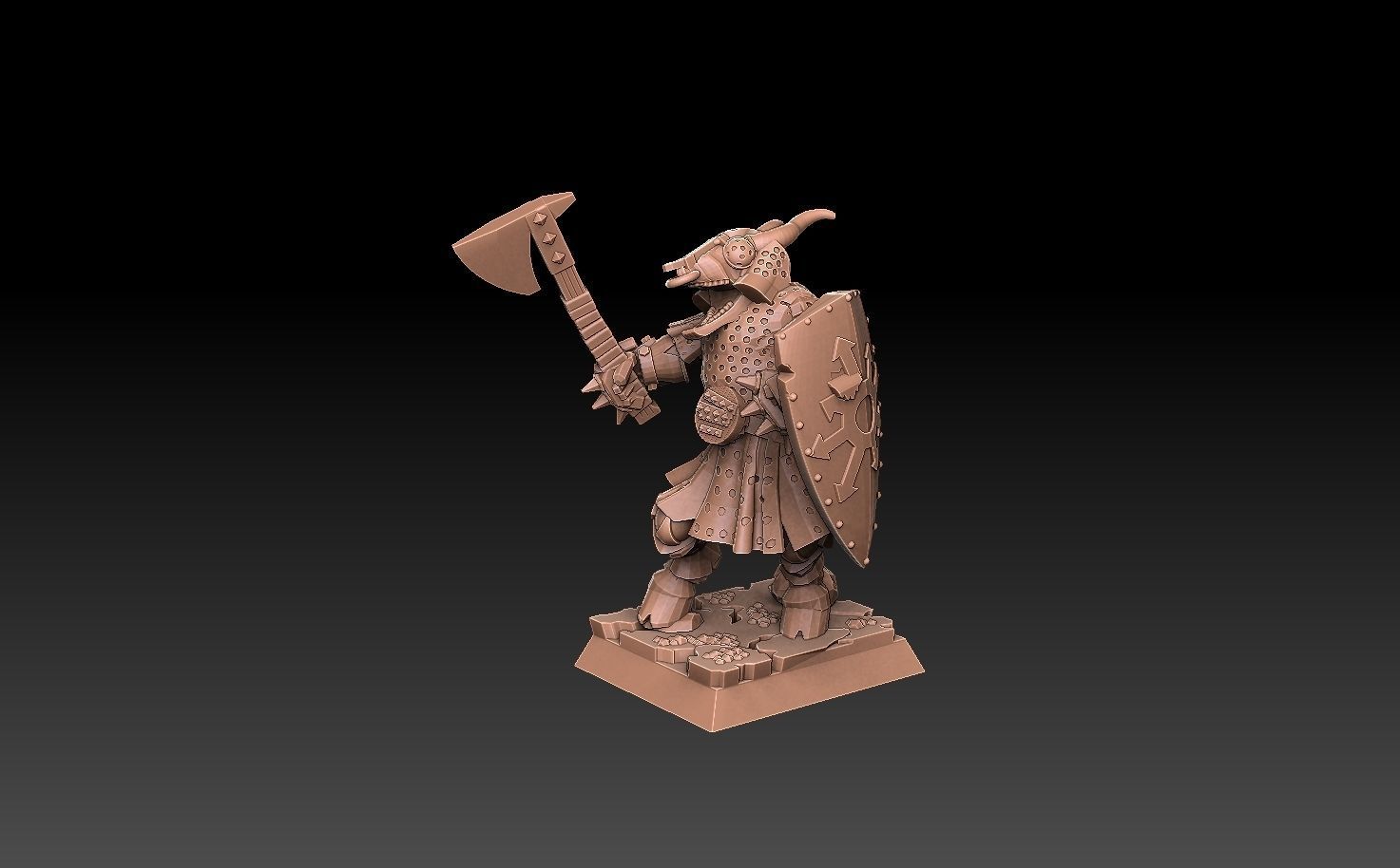 Undead Beastmen Chain Mail Axemen 3D print model_3