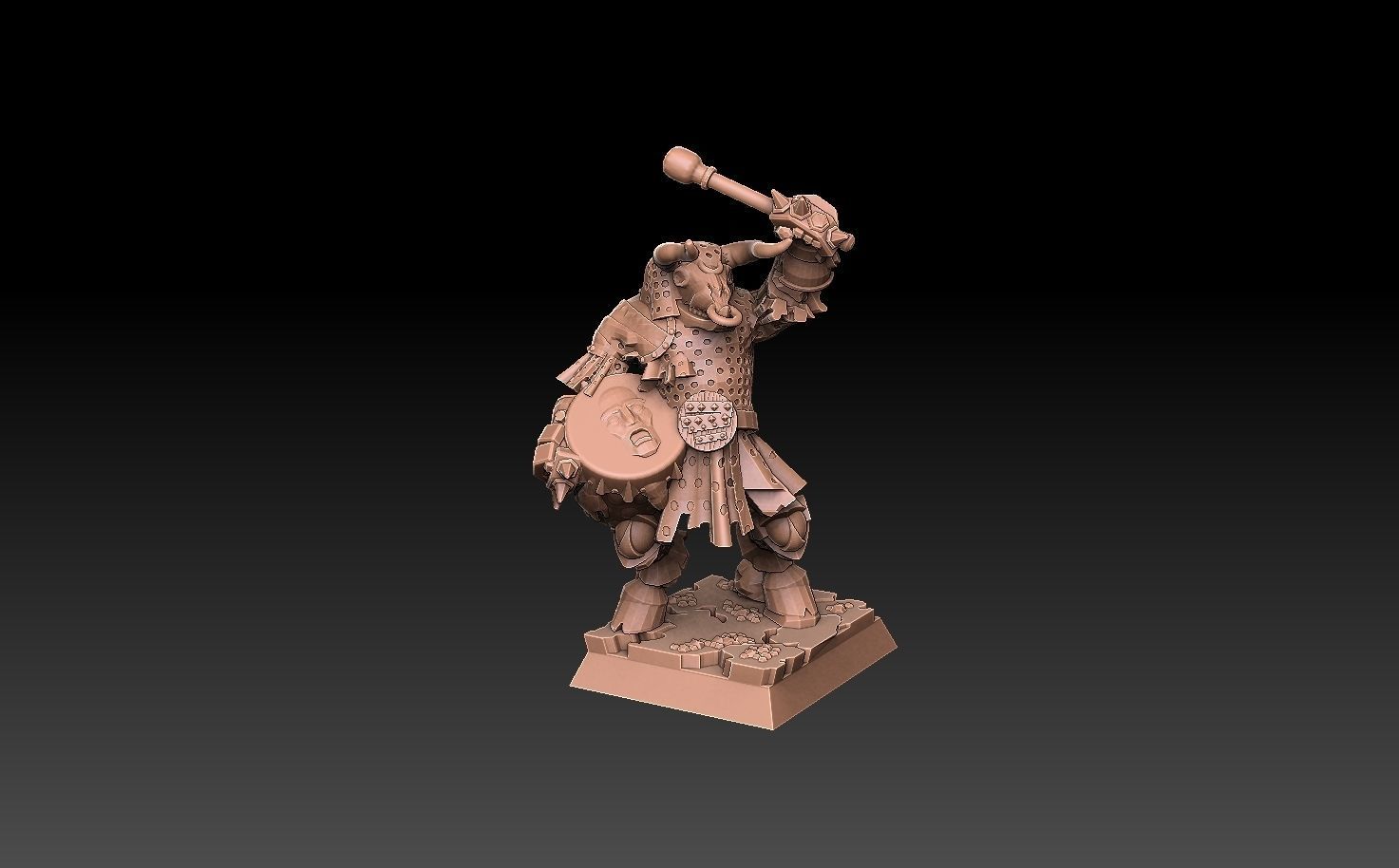 Undead Beastmen Chain Mail Axemen 3D print model_4
