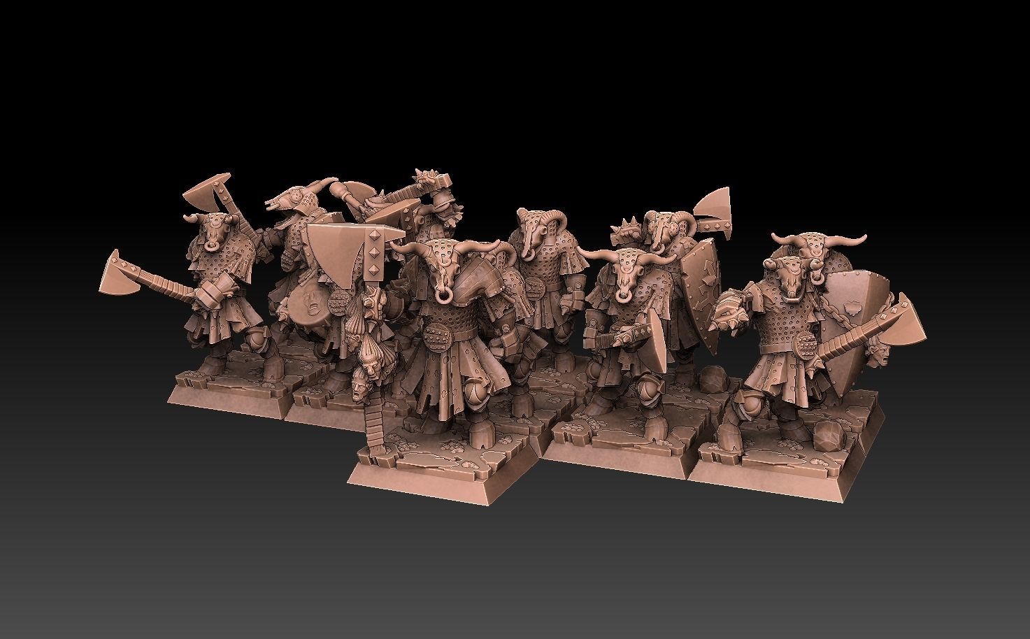 Undead Beastmen Chain Mail Axemen 3D print model_13