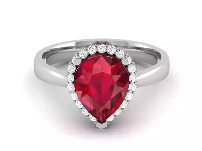 Solitaire Wedding Engagement Pear Ring 3D print model