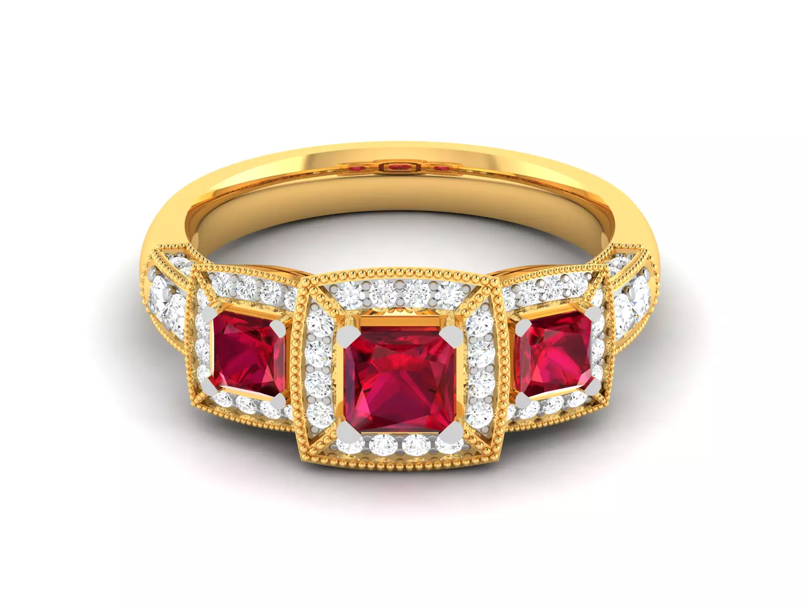 Solitaire Engagement Wedding Women Princess Stone Ring 3D print model