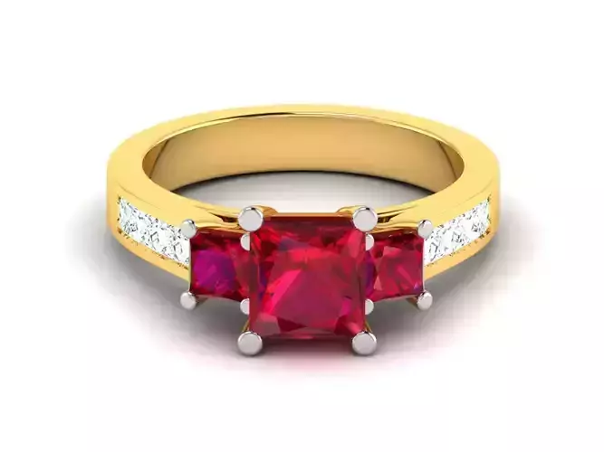 Solitaire Engagement Wedding Women Princess Stone Ring 3D print model