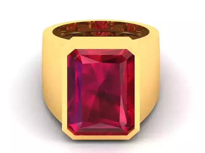 Solitaire Engagement Wedding Women Emerald Stone Ring 3D print model