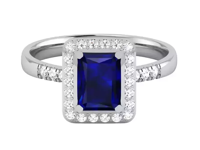 Solitaire Engagement Wedding Women Emerald Stone Ring 3D print model