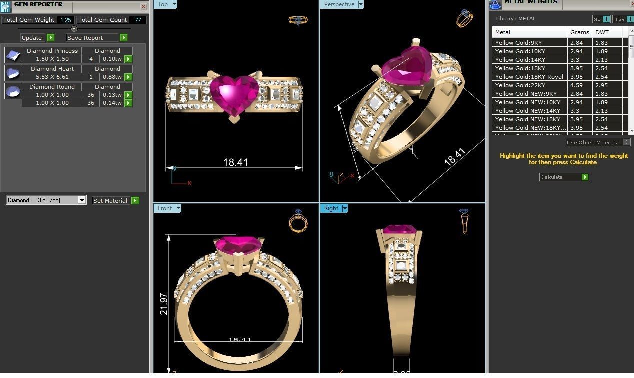 Solitaire Engagement Wedding Women Heart Rings 3D print model_6