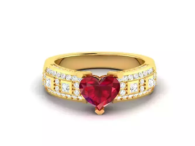 Solitaire Engagement Wedding Women Heart Rings 3D print model