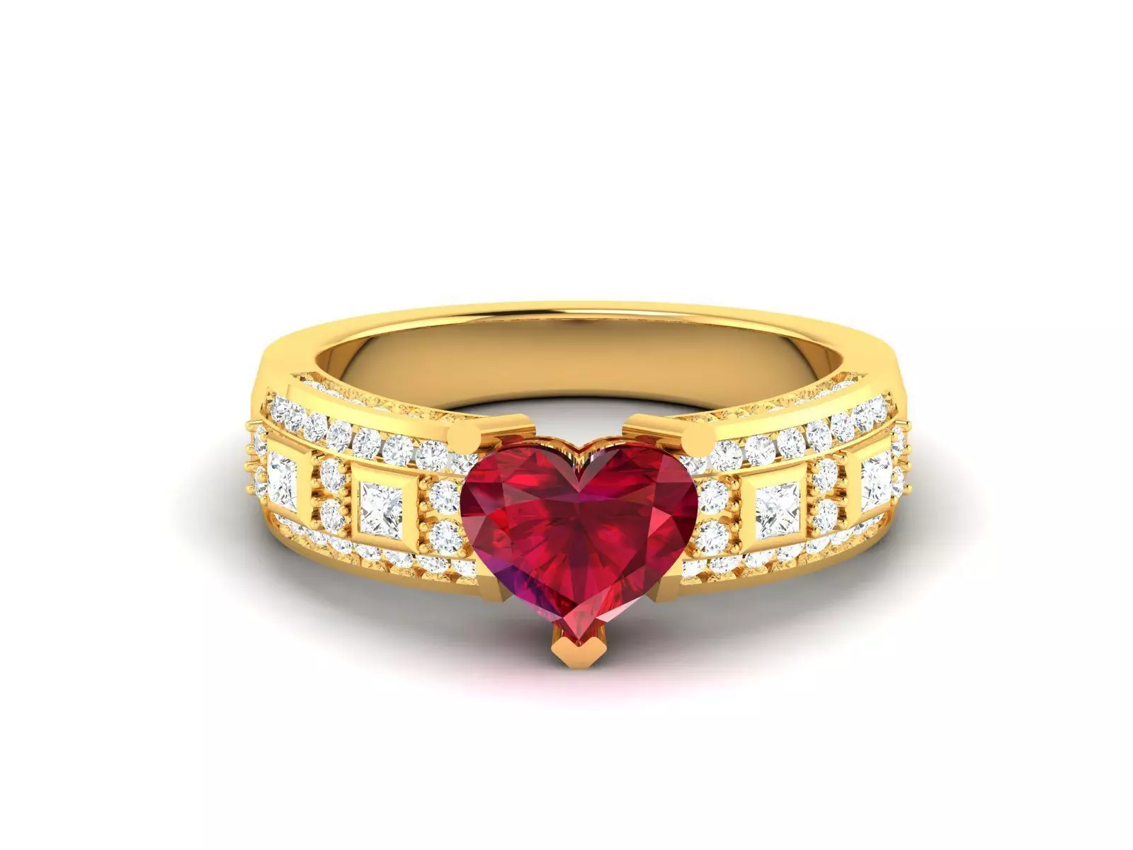 Solitaire Engagement Wedding Women Heart Rings 3D print model_0