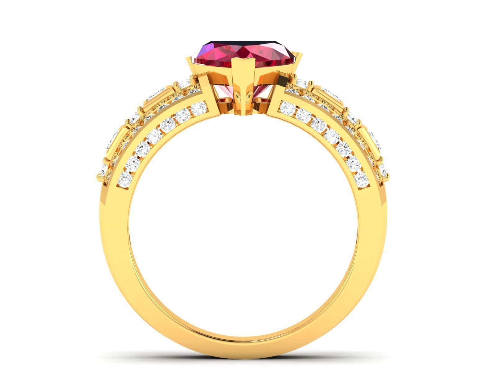 Solitaire Engagement Wedding Women Heart Rings 3D print model_3