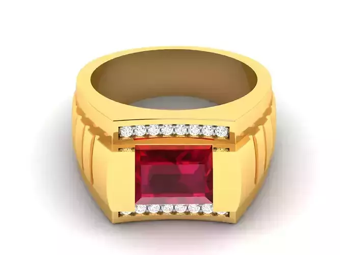 Solitaire Engagement Wedding Women Emerald Stone Ring 3D print model
