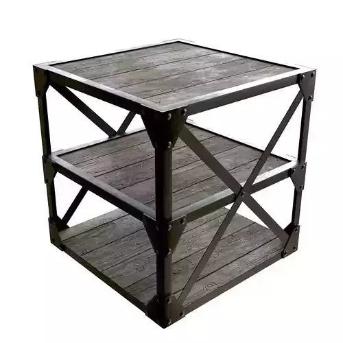 Industrial Steel Shell Table Wood Low Poly
