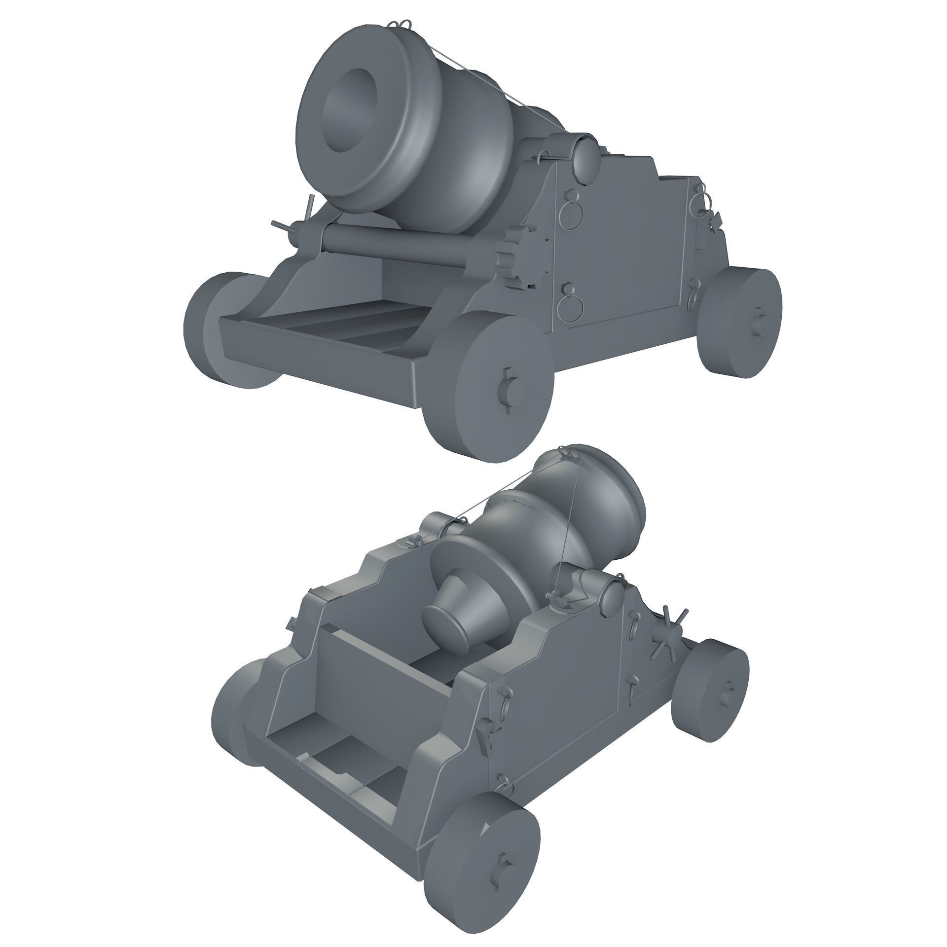 15th Century Mortar Cannon Rusty Low Poly  Low-poly 3D model_16