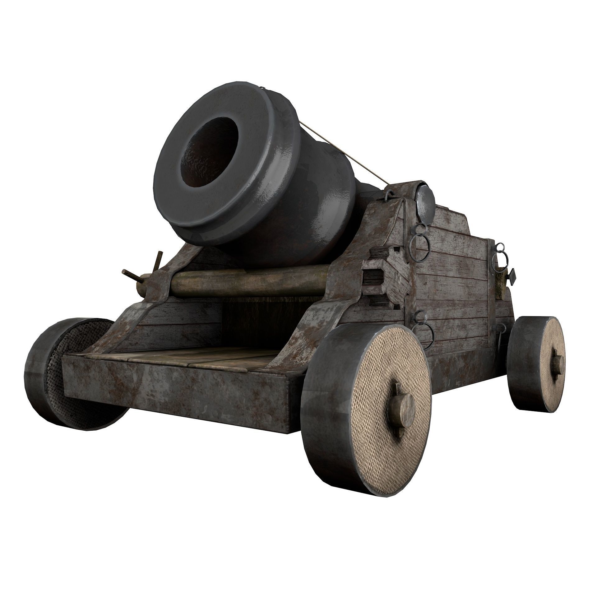 15th Century Mortar Cannon Rusty Low Poly  Low-poly 3D model_4