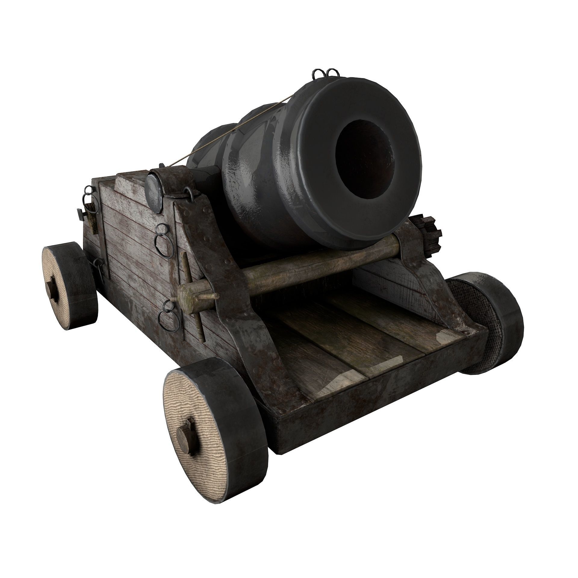 15th Century Mortar Cannon Rusty Low Poly  Low-poly 3D model_13