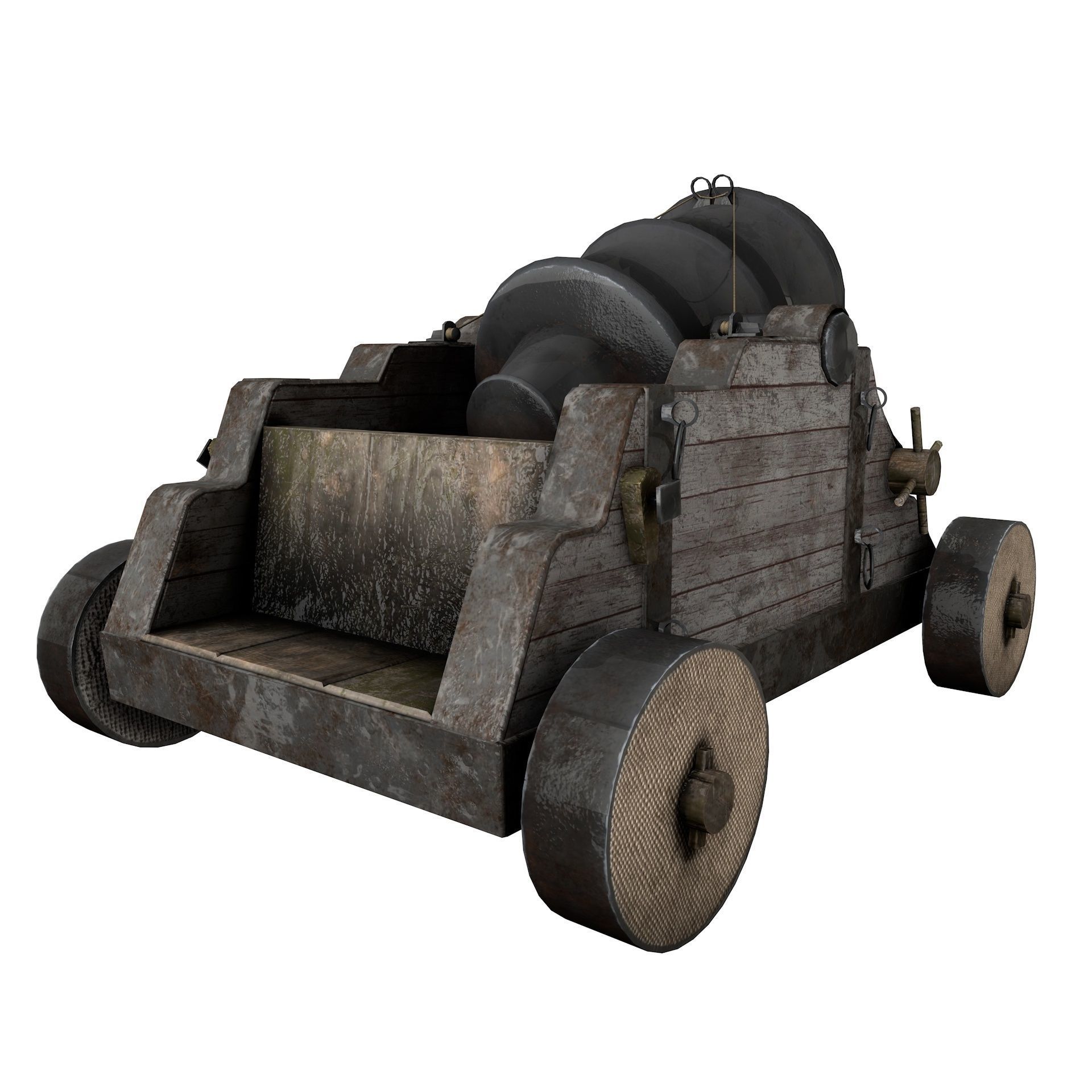 15th Century Mortar Cannon Rusty Low Poly  Low-poly 3D model_2