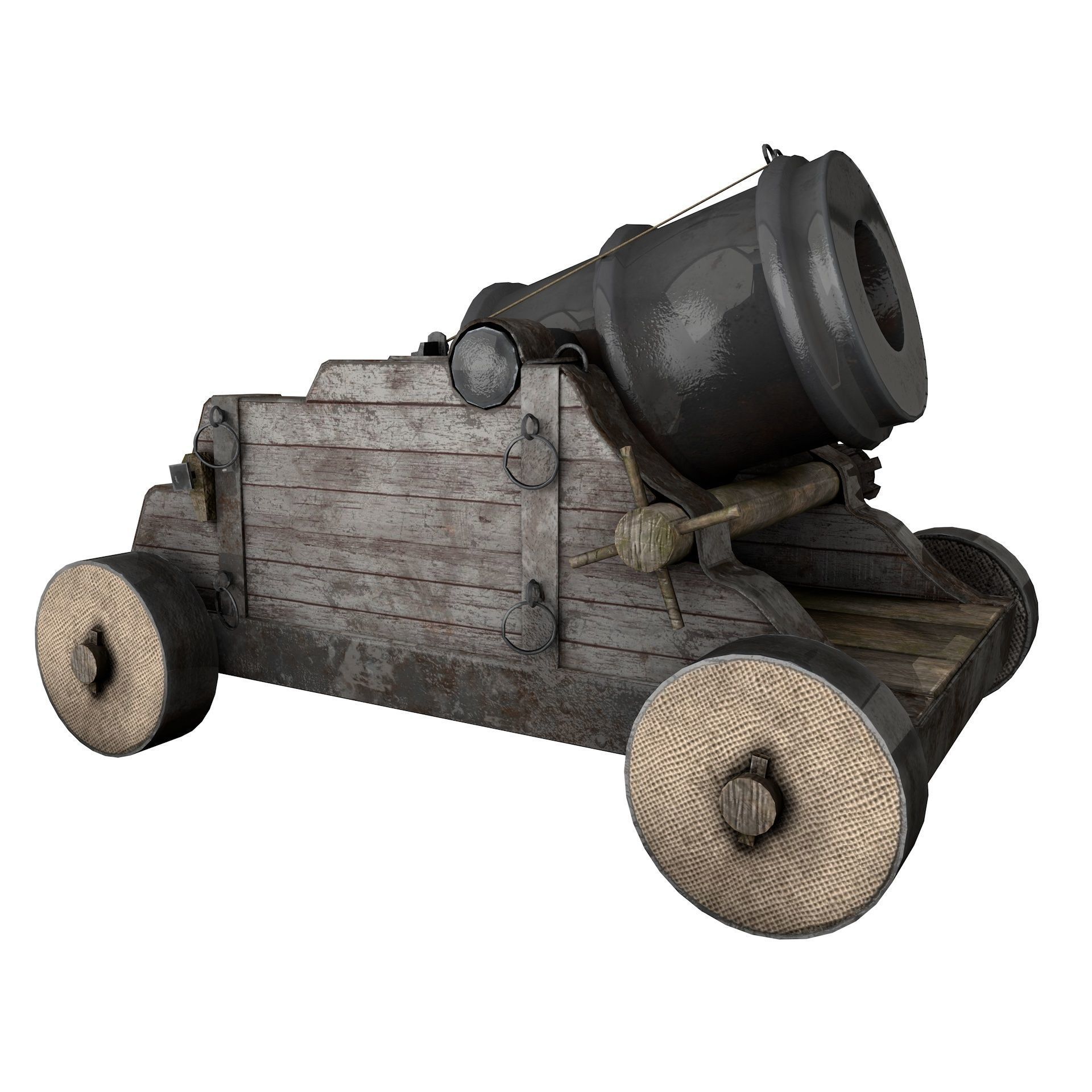 15th Century Mortar Cannon Rusty Low Poly  Low-poly 3D model_10