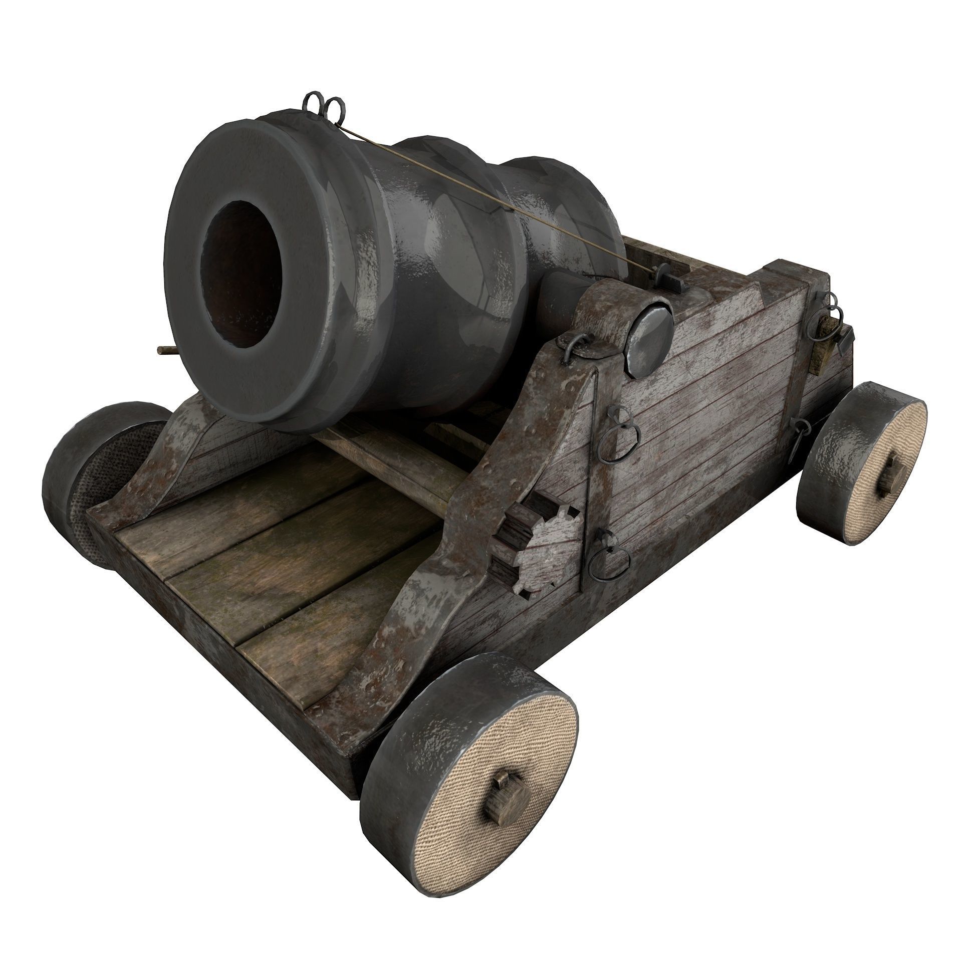 15th Century Mortar Cannon Rusty Low Poly  Low-poly 3D model_5