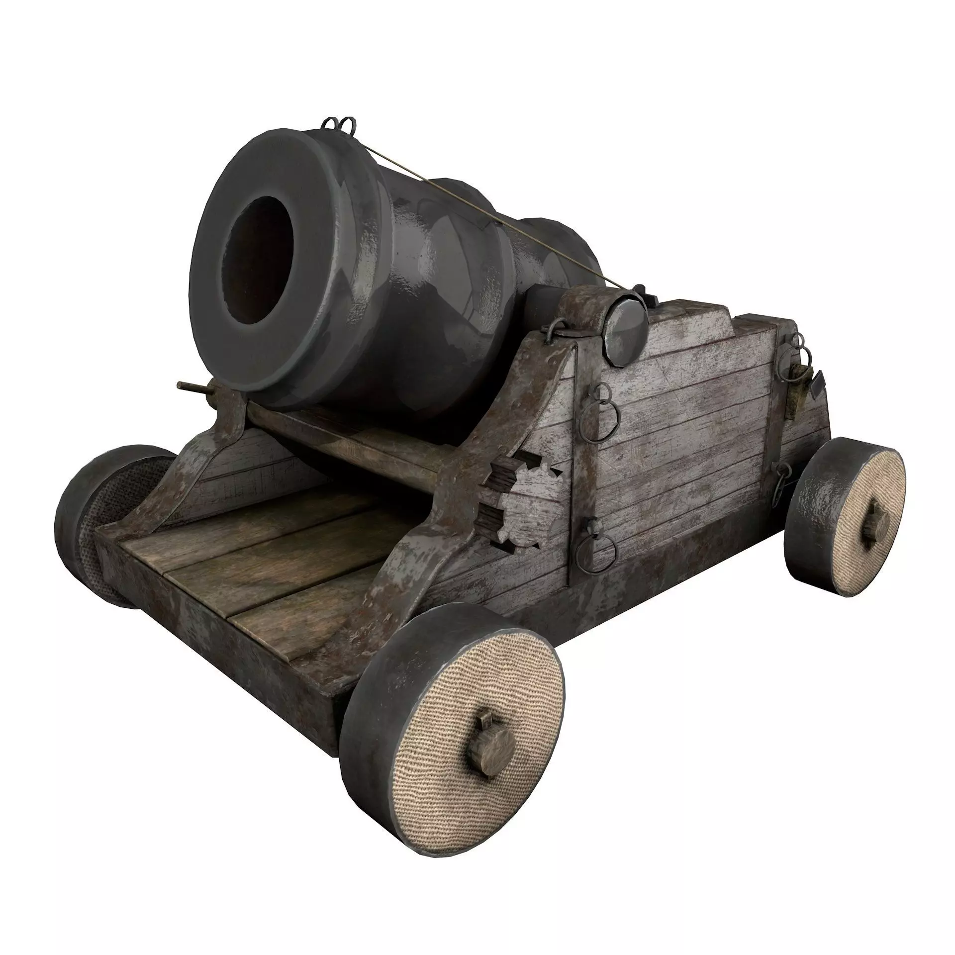 15th Century Mortar Cannon Rusty Low Poly  Low-poly 3D model_0