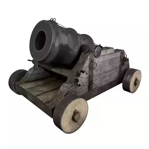 15th Century Mortar Cannon Rusty Low Poly 