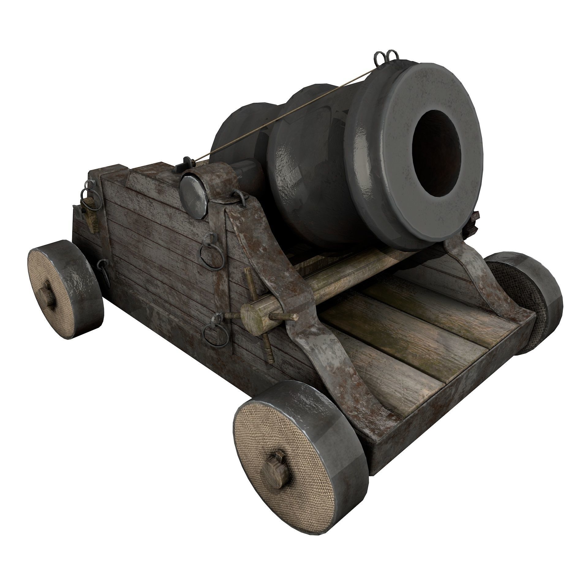 15th Century Mortar Cannon Rusty Low Poly  Low-poly 3D model_3