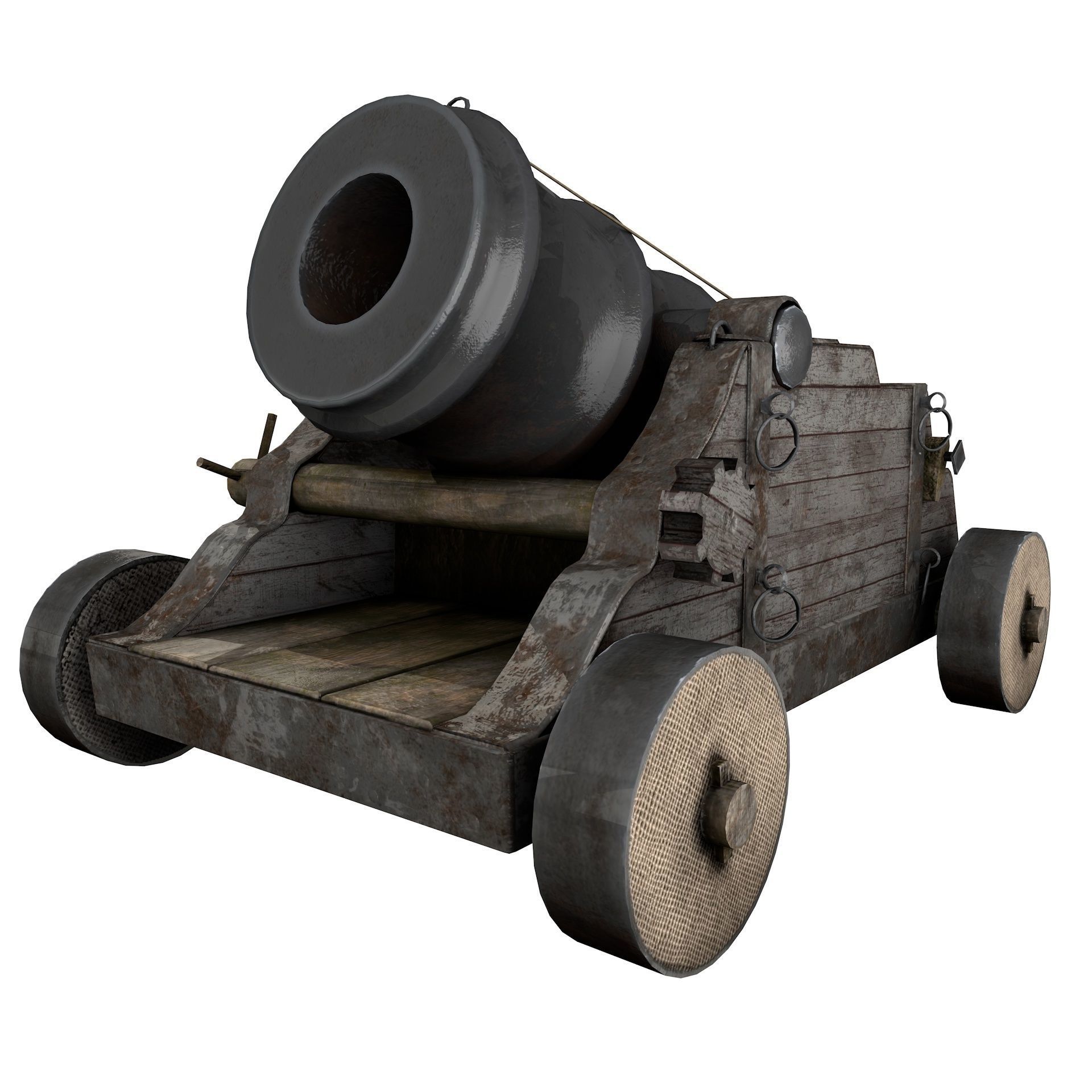15th Century Mortar Cannon Rusty Low Poly  Low-poly 3D model_6