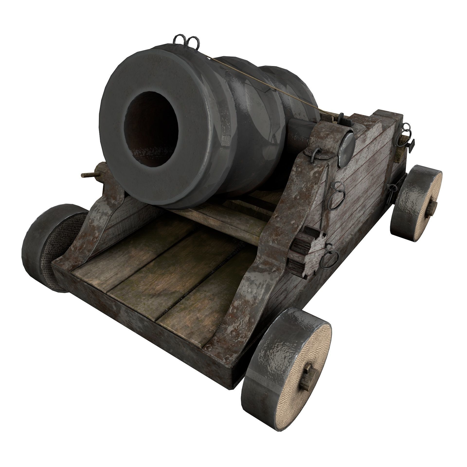 15th Century Mortar Cannon Rusty Low Poly  Low-poly 3D model_9